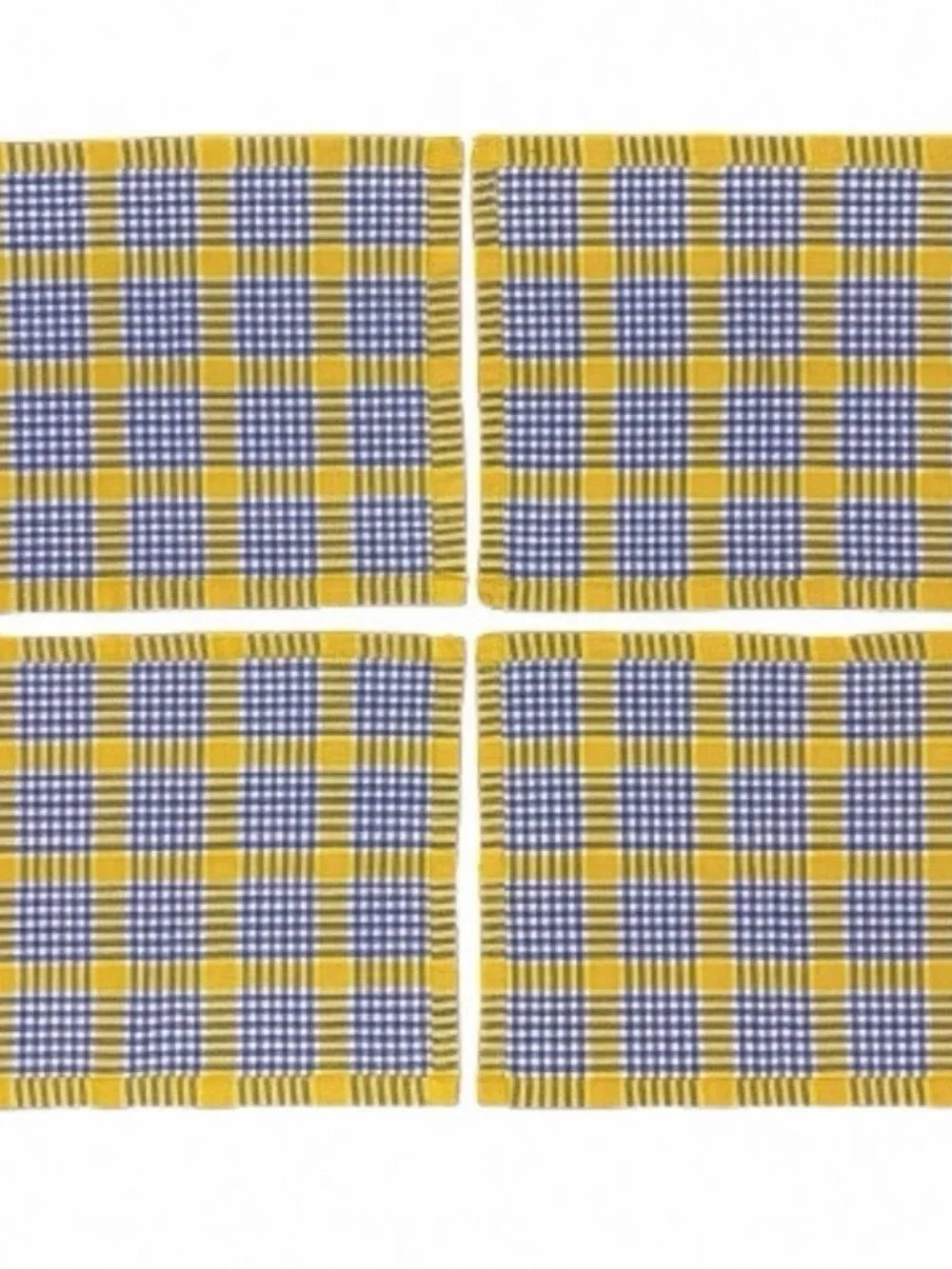 Vintage Set of 4 Woven Cotton Plaid Placemats